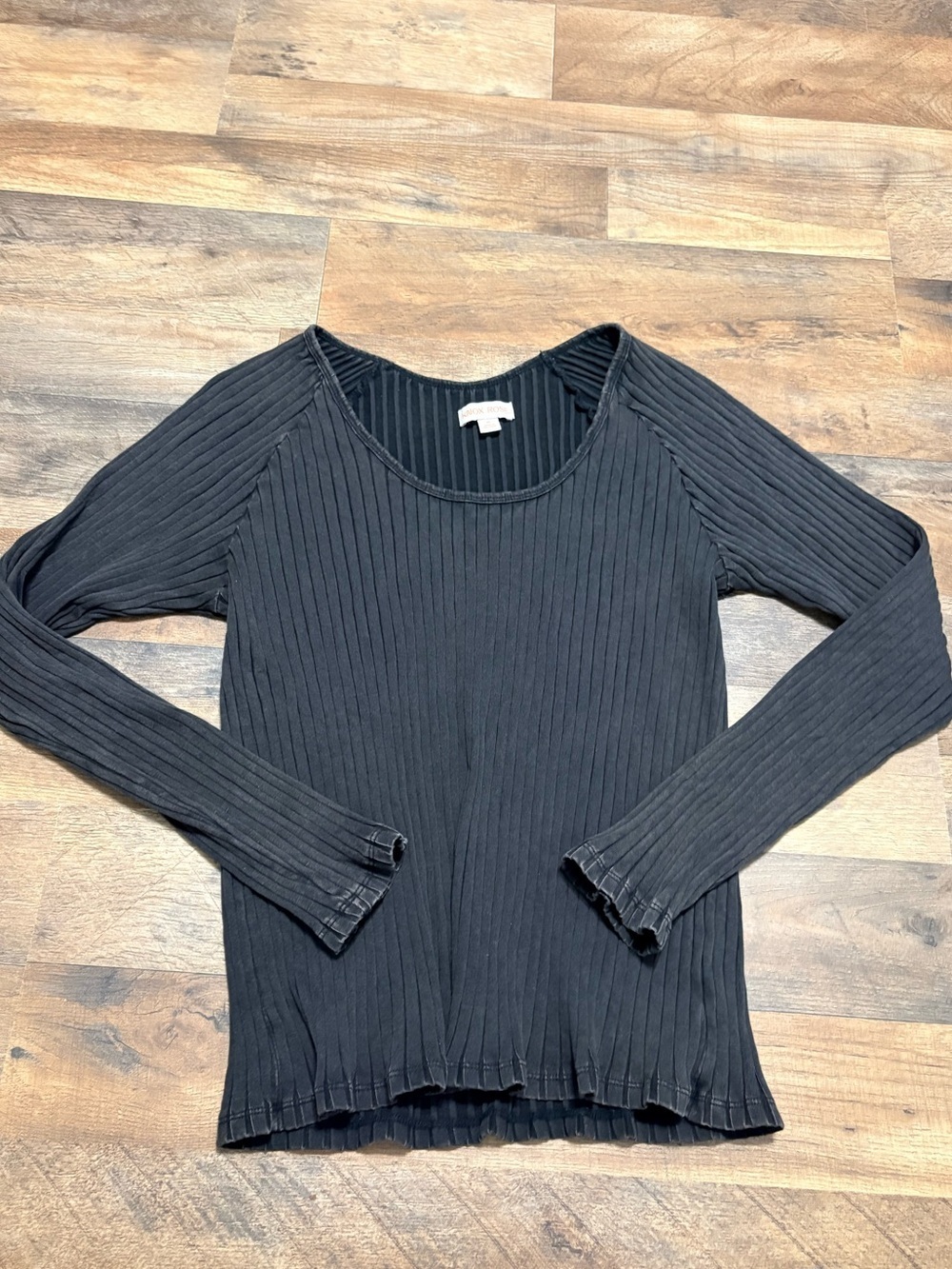 Knox Rose Ribbed Long Sleeve Top | Size XL | Black Scoop Neck Stretch Shirt | - Picture 1 of 4